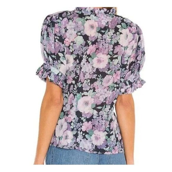 Selkie X Revolve Bistro Blouse Floral Purple Size Small Ladies Button Down - Picture 2 of 10